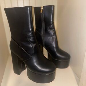 Black tall platform boot